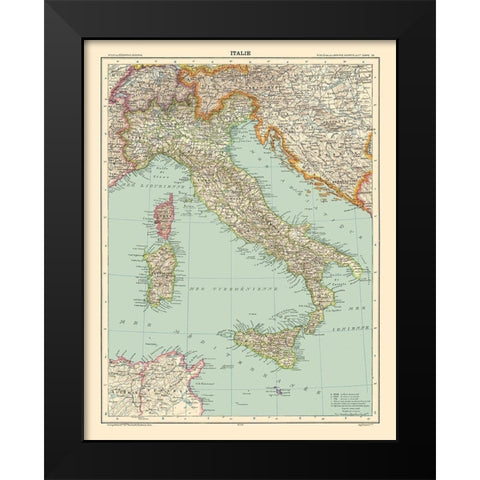 Italy - Schrader 1908 Black Modern Wood Framed Art Print by Schrader