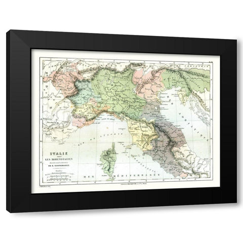 Hohenstaufen Dynasty Italy - Cortambert 1880 Black Modern Wood Framed Art Print with Double Matting by Cortambert
