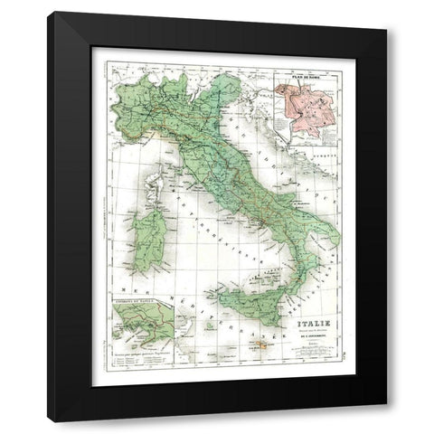 Italy - Cortambert 1880 Black Modern Wood Framed Art Print by Cortambert