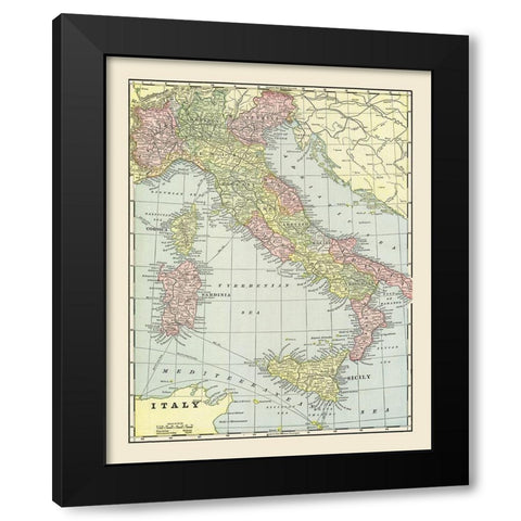 Italy - Cram 1892 Black Modern Wood Framed Art Print by Cram