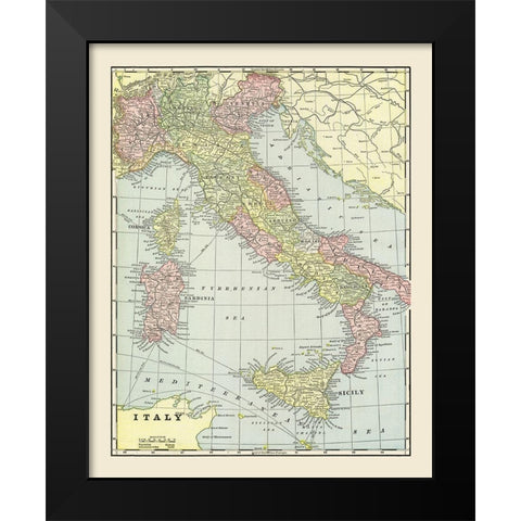 Italy - Cram 1892 Black Modern Wood Framed Art Print by Cram