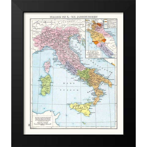 Italy 10-12 Century - Droysen 1886 Black Modern Wood Framed Art Print by Droysen