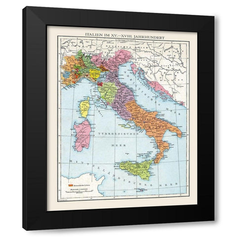 Italy 15-18 Century - Droysen 1886 Black Modern Wood Framed Art Print with Double Matting by Droysen