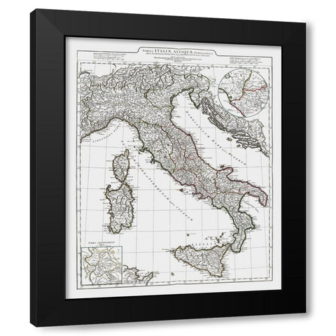 Ancient Italy - DAnville 1799 Black Modern Wood Framed Art Print by D''Anville