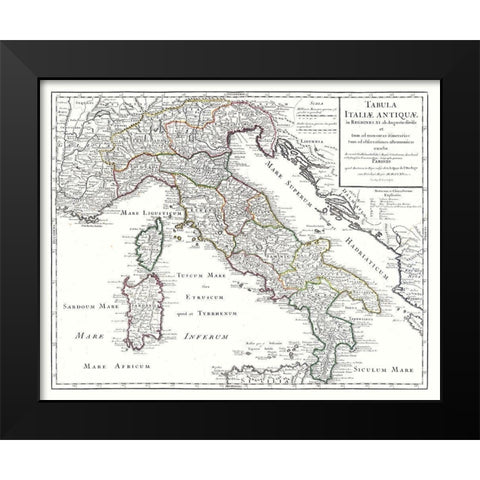 Ancient Italy - De Lisle 1731 Black Modern Wood Framed Art Print by De L''isle