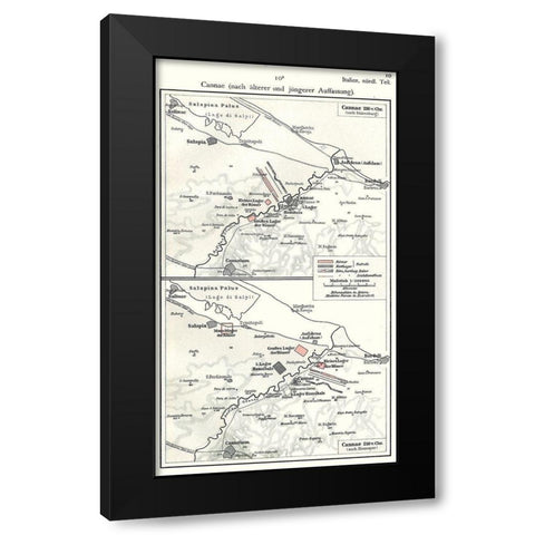 Cannae Italy - Putzgers 1897 Black Modern Wood Framed Art Print with Double Matting by Putzgers