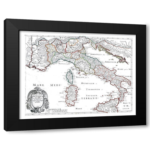 Ancient Italy - Sanson 1641 Black Modern Wood Framed Art Print by Sanson