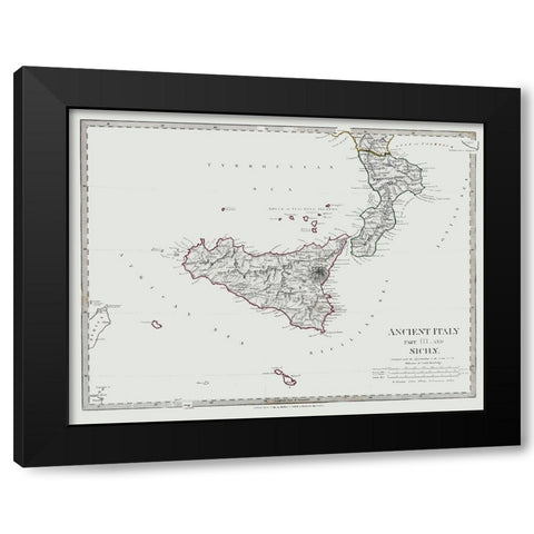 Southern Ancient Italy - Chapman 1830 Black Modern Wood Framed Art Print by Chapman