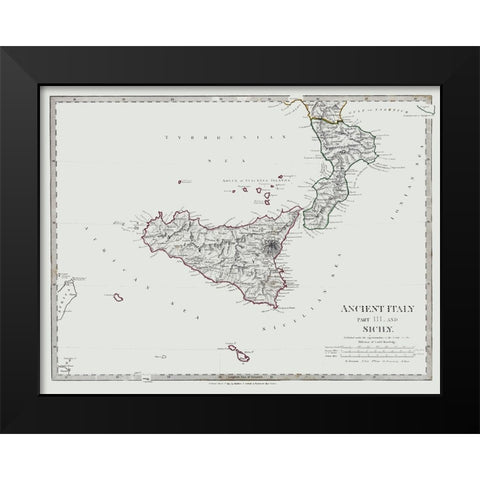 Southern Ancient Italy - Chapman 1830 Black Modern Wood Framed Art Print by Chapman