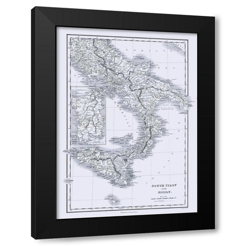 South Italy Sicily - Oxford 1828 Black Modern Wood Framed Art Print by Oxford