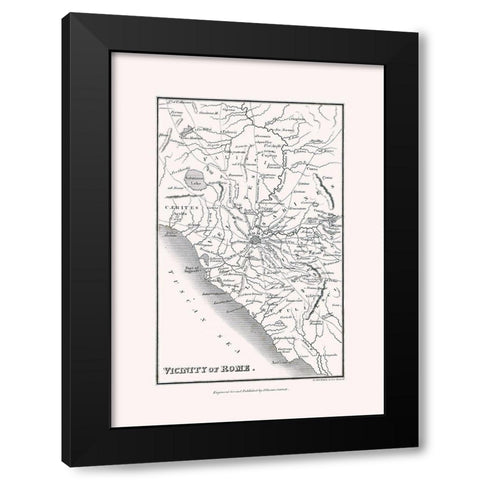 Rome Vicinity Italy - Oxford 1828 Black Modern Wood Framed Art Print by Oxford