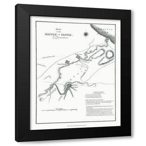 Battle of Cannae - Italy - Oxford 1828 Black Modern Wood Framed Art Print by Unknown