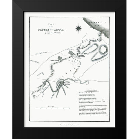 Battle of Cannae - Italy - Oxford 1828 Black Modern Wood Framed Art Print by Unknown