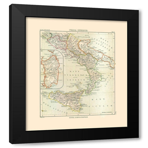South Italy - Perthes 1896 Black Modern Wood Framed Art Print with Double Matting by Perthes