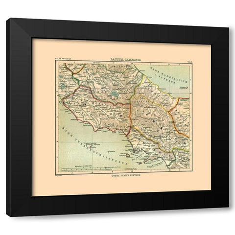 Central Italy - Perthes 1896 Black Modern Wood Framed Art Print with Double Matting by Perthes
