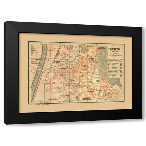 Trento Italy - Baedeker 1910 Black Modern Wood Framed Art Print with Double Matting by Baedeker