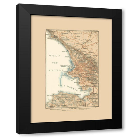 Trieste Region Italy - Baedeker 1910 Black Modern Wood Framed Art Print with Double Matting by Baedeker