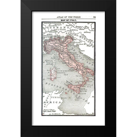 Italy - Alden 1886 Black Modern Wood Framed Art Print by Alden