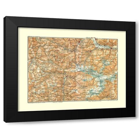 Ortler Region Italy - Bertarelli 1914 Black Modern Wood Framed Art Print by Bertarelli