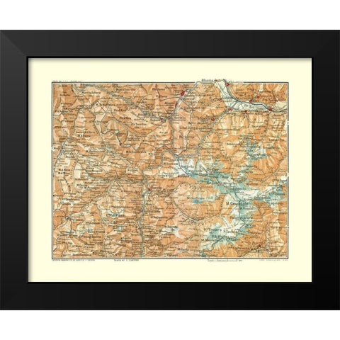 Ortler Region Italy - Bertarelli 1914 Black Modern Wood Framed Art Print by Bertarelli