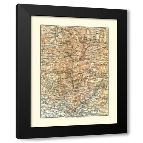 Piazza Region Italy - Bertarelli 1914 Black Modern Wood Framed Art Print with Double Matting by Bertarelli