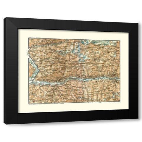 Sondrio Region Italy - Bertarelli 1914 Black Modern Wood Framed Art Print with Double Matting by Bertarelli
