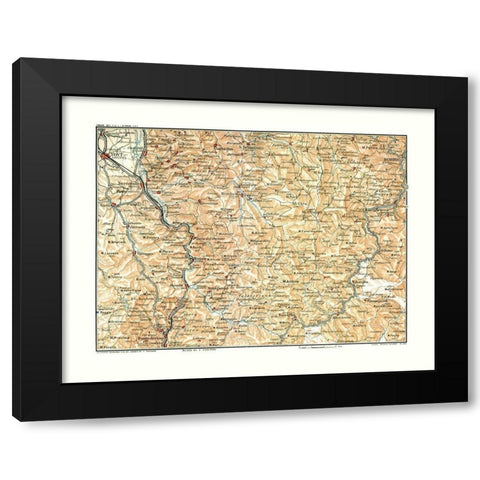 Northwest Italy - Bertarelli 1914 Black Modern Wood Framed Art Print by Bertarelli