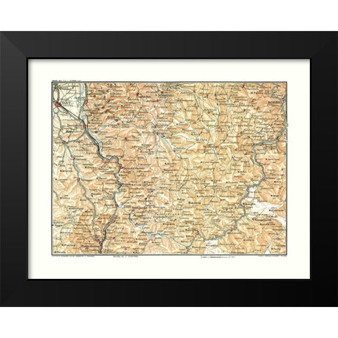 Northwest Italy - Bertarelli 1914 Black Modern Wood Framed Art Print by Bertarelli