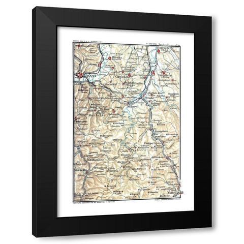 Northwest Italy Molare - Bertarelli 1914 Black Modern Wood Framed Art Print with Double Matting by Bertarelli