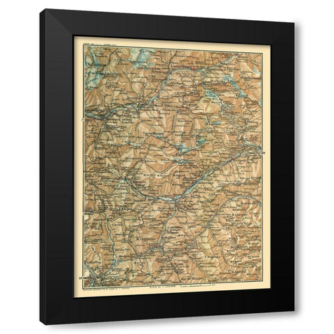 Northeast France Northwest Italy - Bertarelli 1914 Black Modern Wood Framed Art Print by Bertarelli