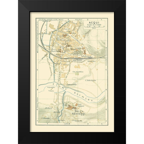 Acqui Italy - Bertarelli 1914 Black Modern Wood Framed Art Print by Bertarelli