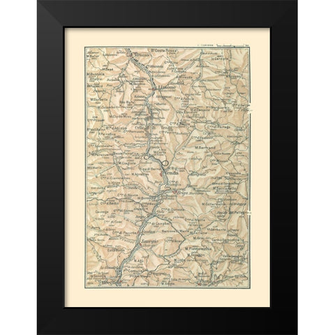 Northwest Towns Italy - Bertarelli 1914 Black Modern Wood Framed Art Print by Bertarelli