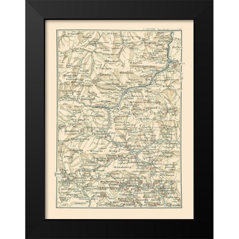 Ligurian Sea Coast Italy - Bertarelli 1914 Black Modern Wood Framed Art Print by Bertarelli