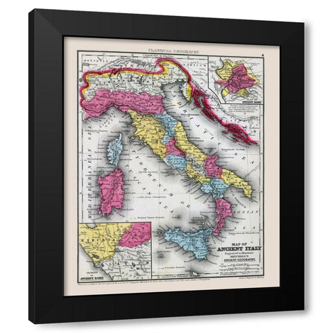 Ancient Italy - Mitchell 1844 Black Modern Wood Framed Art Print by Mitchell