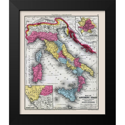 Ancient Italy - Mitchell 1844 Black Modern Wood Framed Art Print by Mitchell