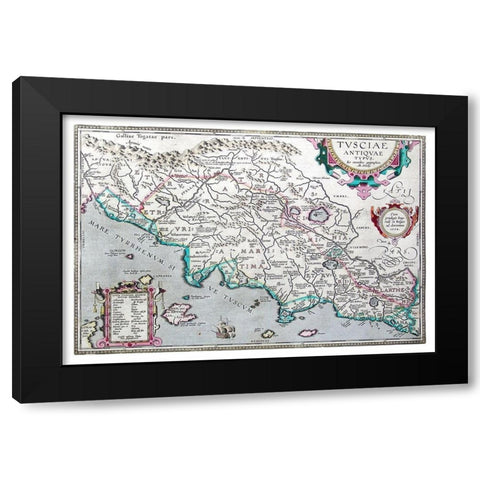 Ancient Etruria 1584 Central Italy - Ortelius 1584 Black Modern Wood Framed Art Print by Ortelius