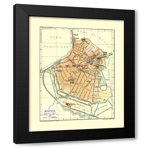 Mantua Italy - Ortelius 1570 Black Modern Wood Framed Art Print with Double Matting by Ortelius