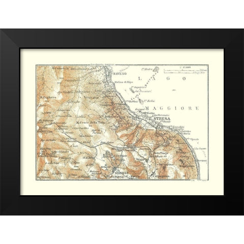 Stresa Region Italy - Baedeker 1921 Black Modern Wood Framed Art Print by Baedeker