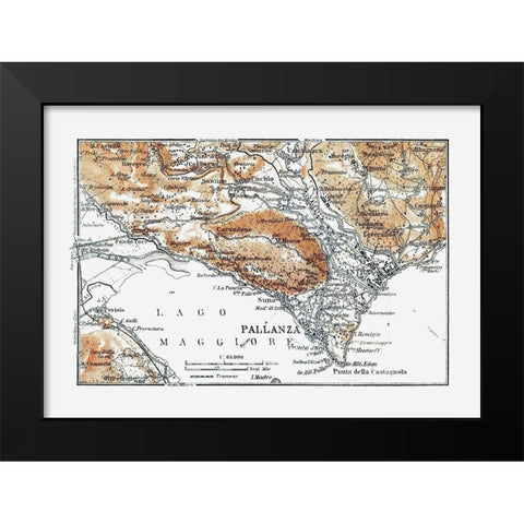 Pallanza Region Italy - Baedeker 1921 Black Modern Wood Framed Art Print by Baedeker
