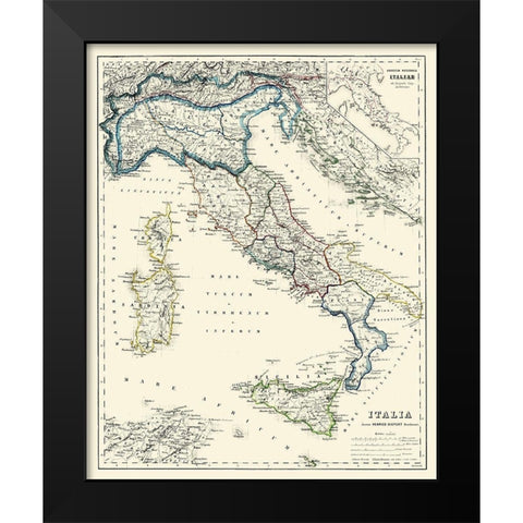 Italy - Kiepert 1903 Black Modern Wood Framed Art Print by Kiepert