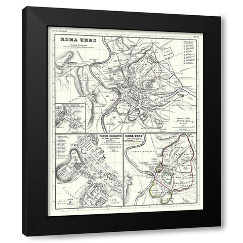 Rome Italy - Kiepert 1903 Black Modern Wood Framed Art Print with Double Matting by Kiepert