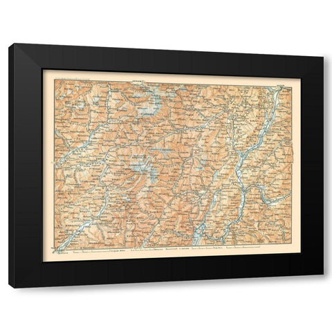 North Italy - Baedeker 1896 Black Modern Wood Framed Art Print with Double Matting by Baedeker