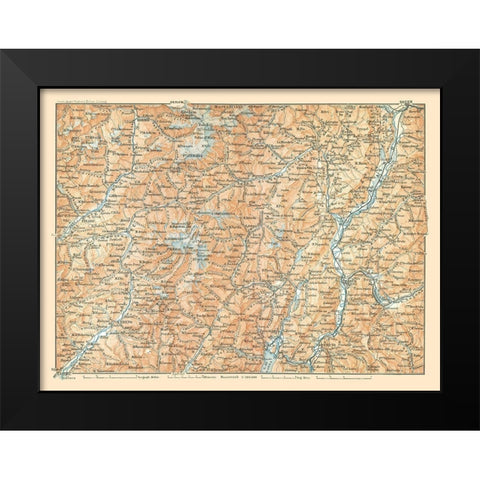 North Italy - Baedeker 1896 Black Modern Wood Framed Art Print by Baedeker