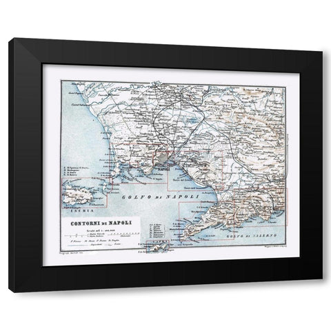 Naples Italy - Baedeker 1880 Black Modern Wood Framed Art Print by Baedeker