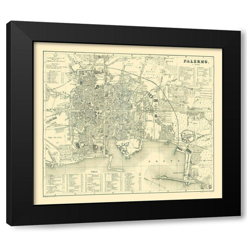 Palermo Italy - Baedeker 1880 Black Modern Wood Framed Art Print with Double Matting by Baedeker