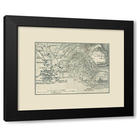 Pozzuoli Italy - Baedeker 1880 Black Modern Wood Framed Art Print with Double Matting by Baedeker