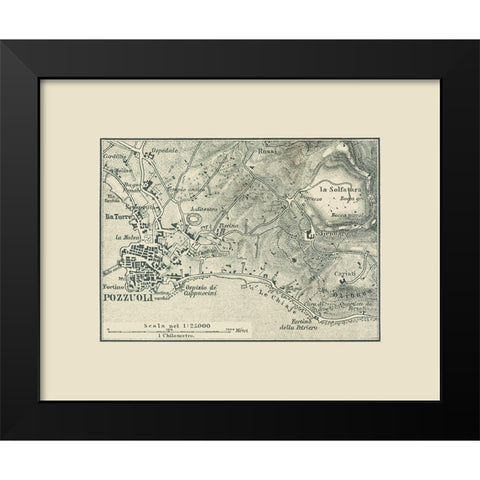 Pozzuoli Italy - Baedeker 1880 Black Modern Wood Framed Art Print by Baedeker