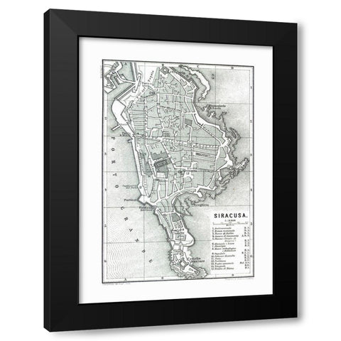 Syracuse Italy - Baedeker 1880 Black Modern Wood Framed Art Print with Double Matting by Baedeker