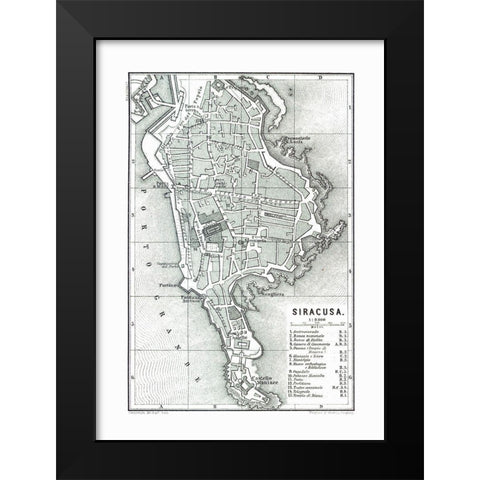 Syracuse Italy - Baedeker 1880 Black Modern Wood Framed Art Print by Baedeker