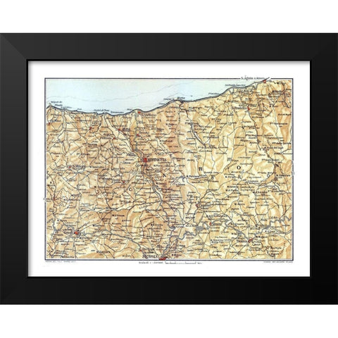 Caron Region Sicily Italy - Baedeker 1880 Black Modern Wood Framed Art Print by Baedeker